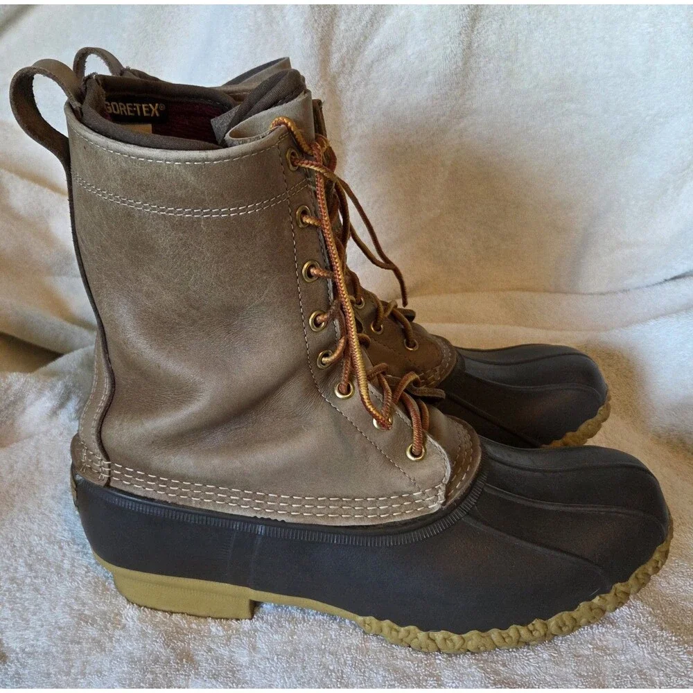 VTG L.L. Bean Maine Hunting Shoes Gore-Tex Duck Boots Leather Brown Mens 11 Wide